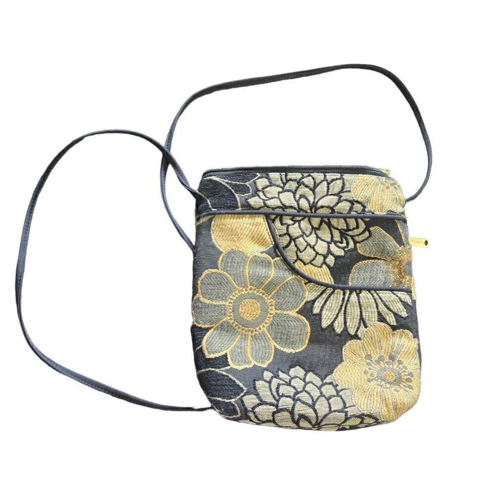 Danny K Tapestry Floral Crossbody Bag Made In USA Adjustable